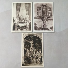 French late 19th century, old postcards on sculpture and architecture