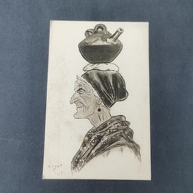 An old European folk style postcard from the early 20th century