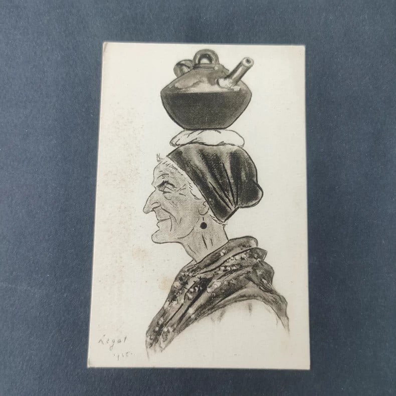 An old European folk style postcard from the early 20th century: Size:/. Condition: Good used condition. Provenance: From Philadelphia PA estate. In house shipping is available for this item. All the items AS IS, please join the auction preview for the condition De