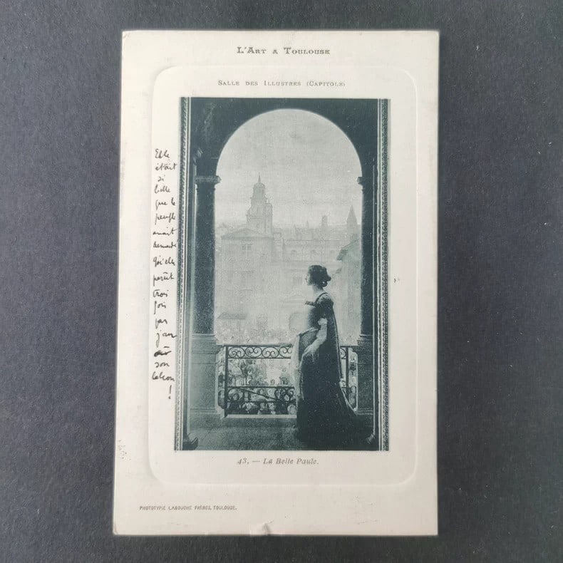A late 19th century postcard depicting a human figure.: Size:/. Condition: Good used condition. Provenance: From Philadelphia PA estate. In house shipping is available for this item. All the items AS IS, please join the auction preview for the condition De