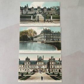A set of 3 postcards on European architecture from the late 19th century