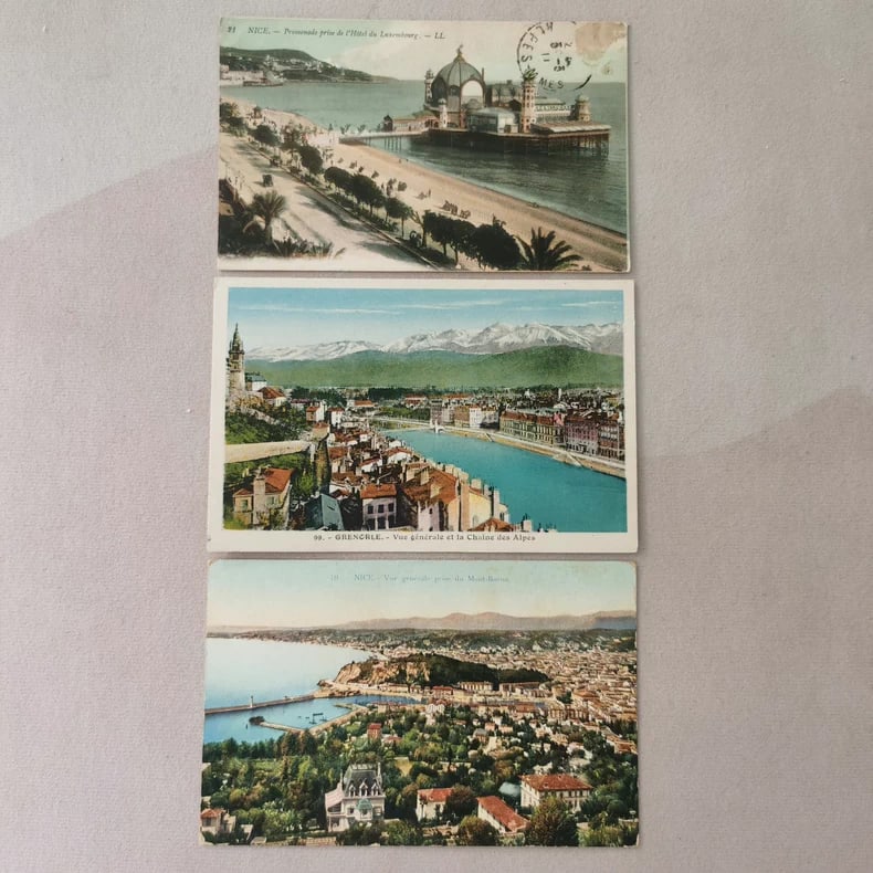 A set of three postcards depicting geographical landscapes, late 19th century (1 of 2)