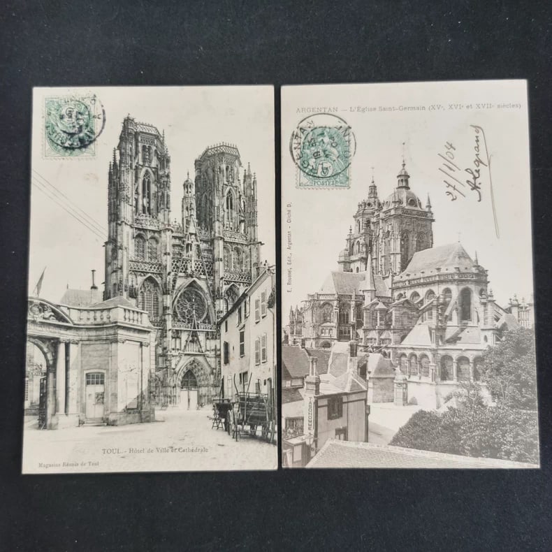 A set of 2 old European postcards from the late 19th century (1 of 2)