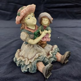 Vintage China Girl with Doll Figurine