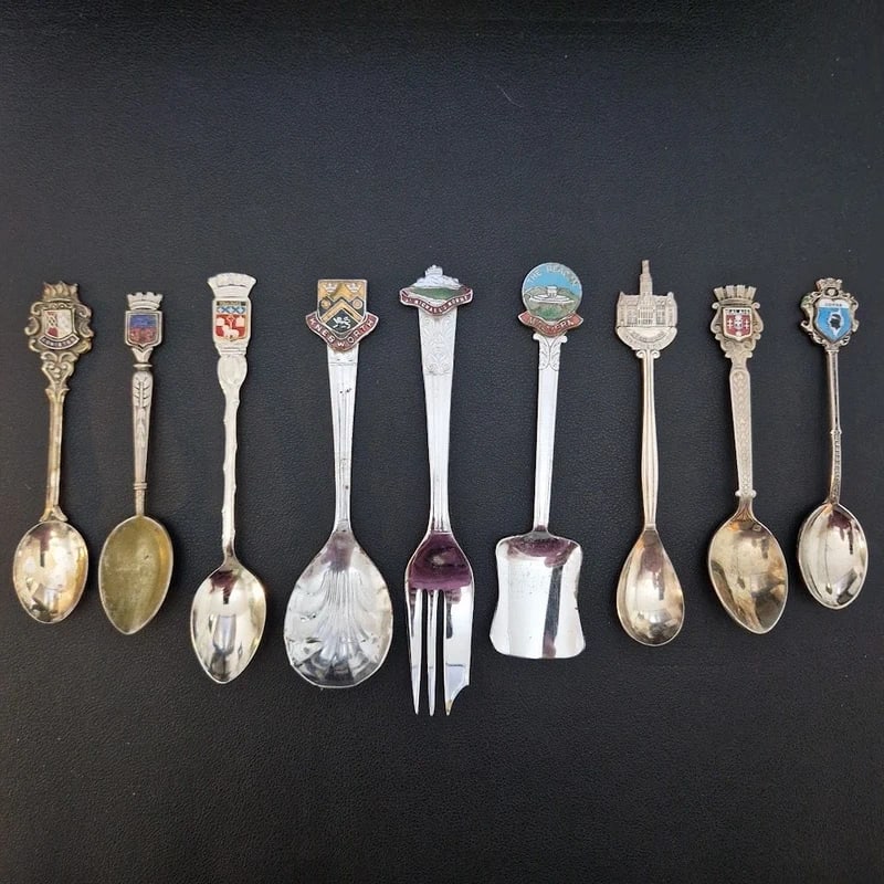 Vintage Collector & Souvenir silver spoons / cake fork (9pcs) (1 of 1)