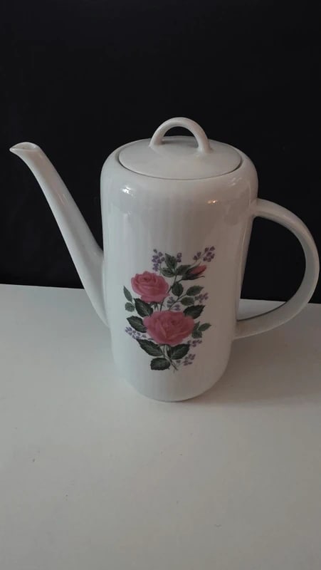 Bright White Floral Flower Vintage Western Germany Tea - Coffee Pot Dainty (1 of 2)