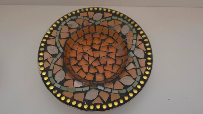 Autumn Colours Brown Gold Mosaic Tile Glass effect candle holder (1 of 2)