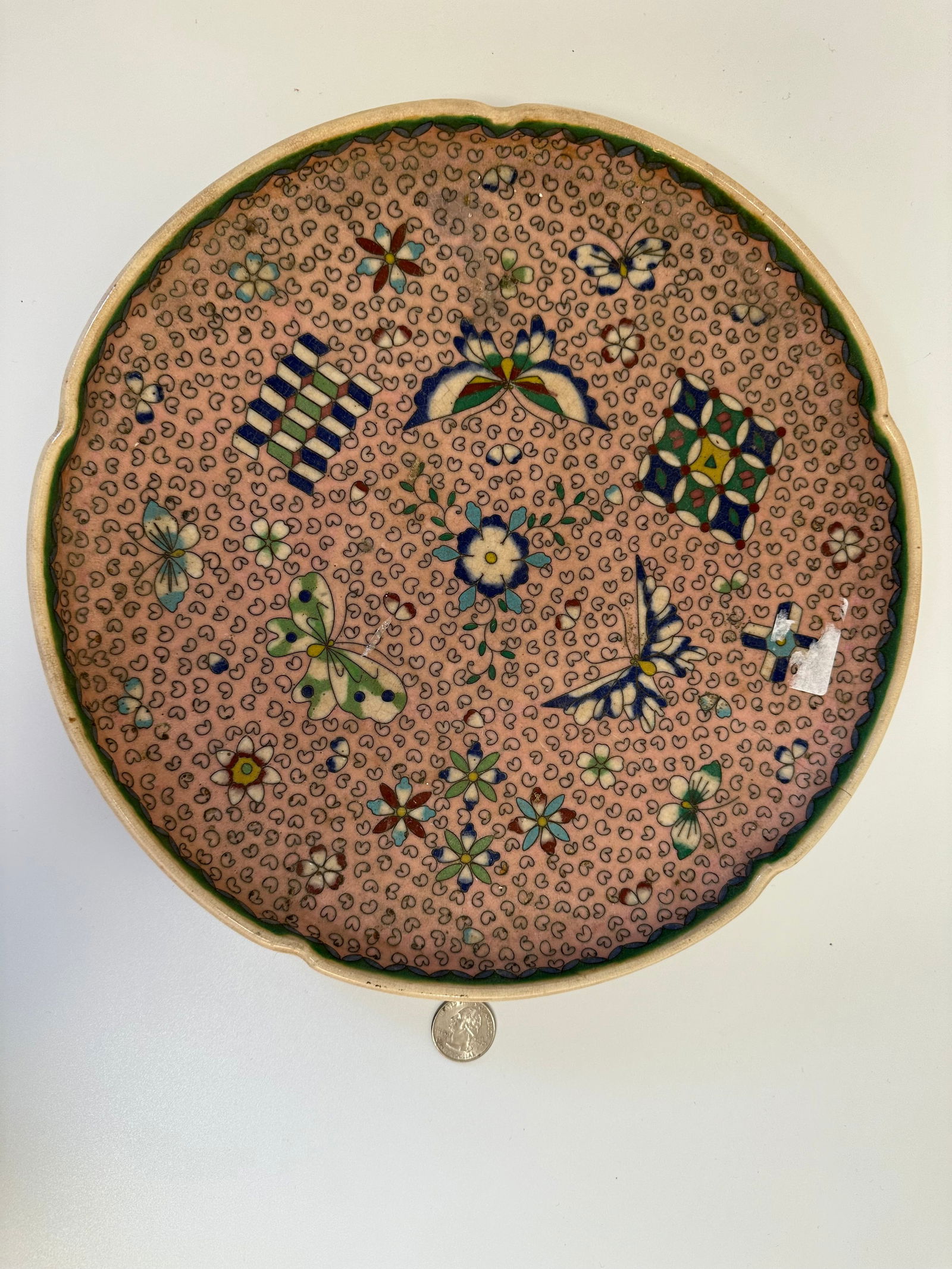 Japanese Antique Porcelain Plate: Dimension: 12.2 inches/ 31cm, please note Due to manual measurement, dimensions may vary. Condition: Good used condition, please note buyers are obligated to come to the site to inspect the condition