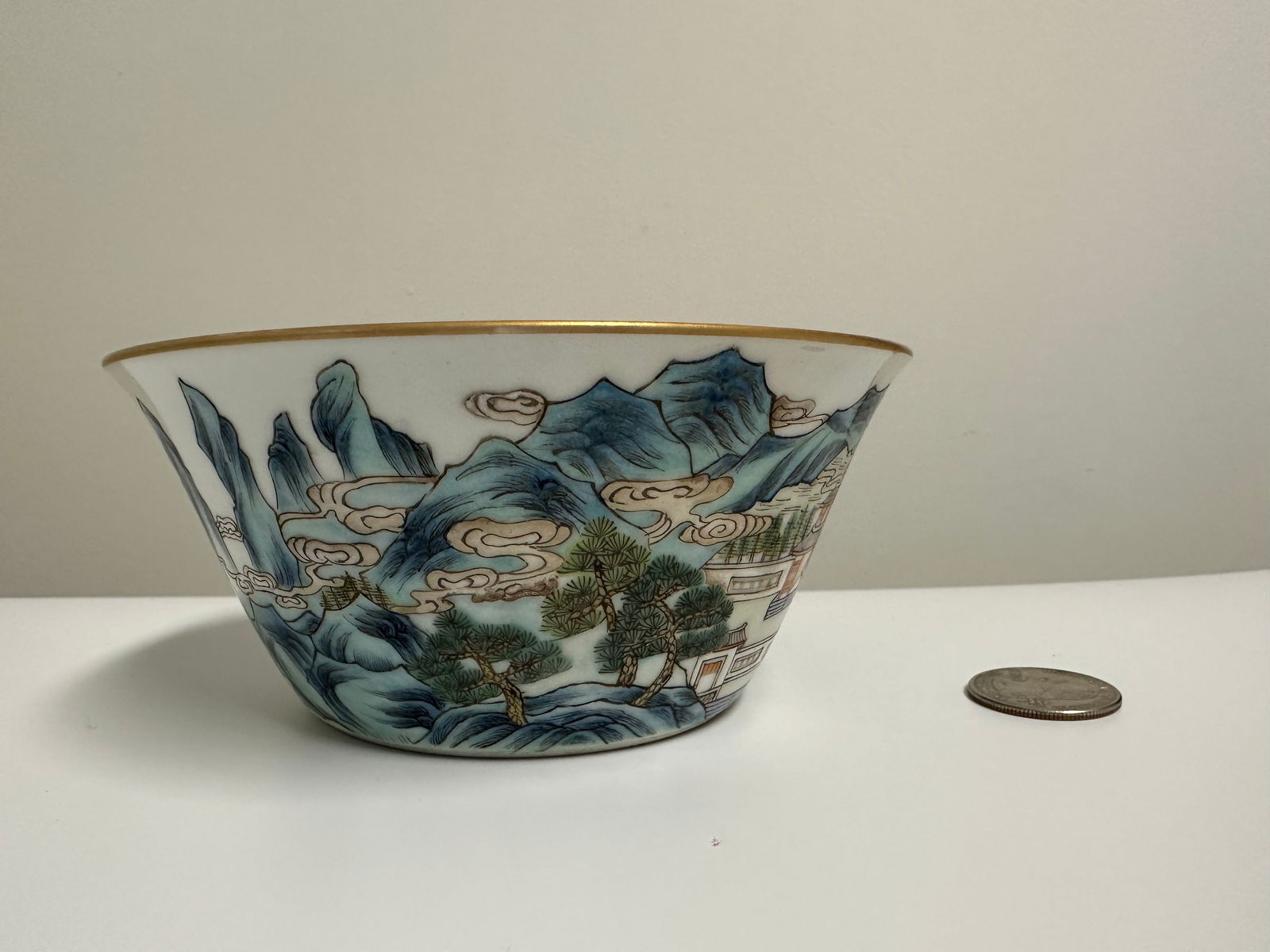 Chinese Famille Rose Porcelain Egg Shell Bowl Mark: Dimension: W 5.2 inches/ 13.2 cm, please note Due to manual measurement, dimensions may vary. Condition: Good used condition, please note buyers are obligated to come to the site to inspect the condit