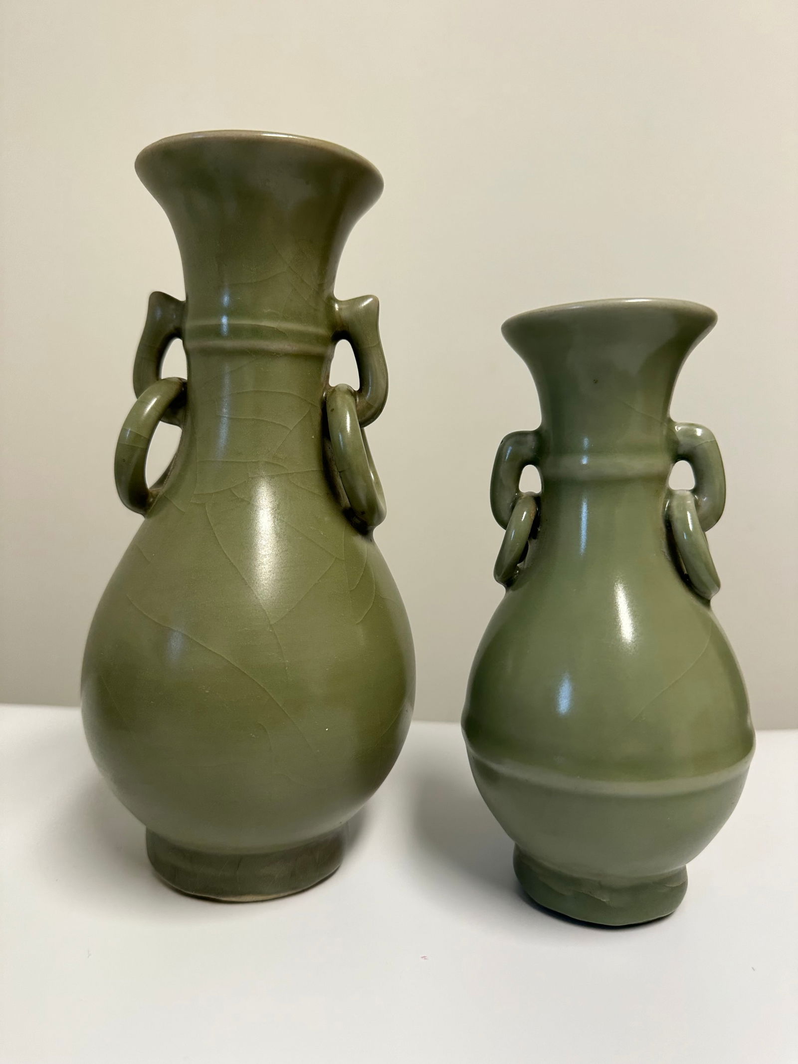 Set Of 2 Chinese Green Glazed Vases (1 of 5)