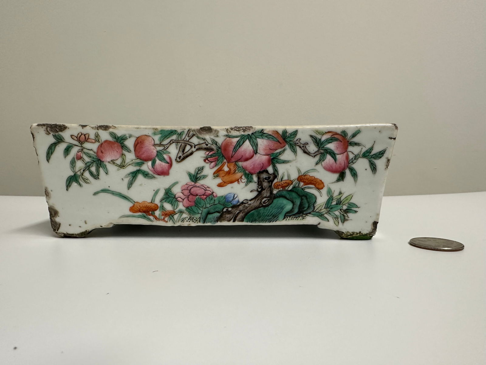 Chinese Enameled Famille Rose Porcelain Square Flowers Pot (1 of 7)