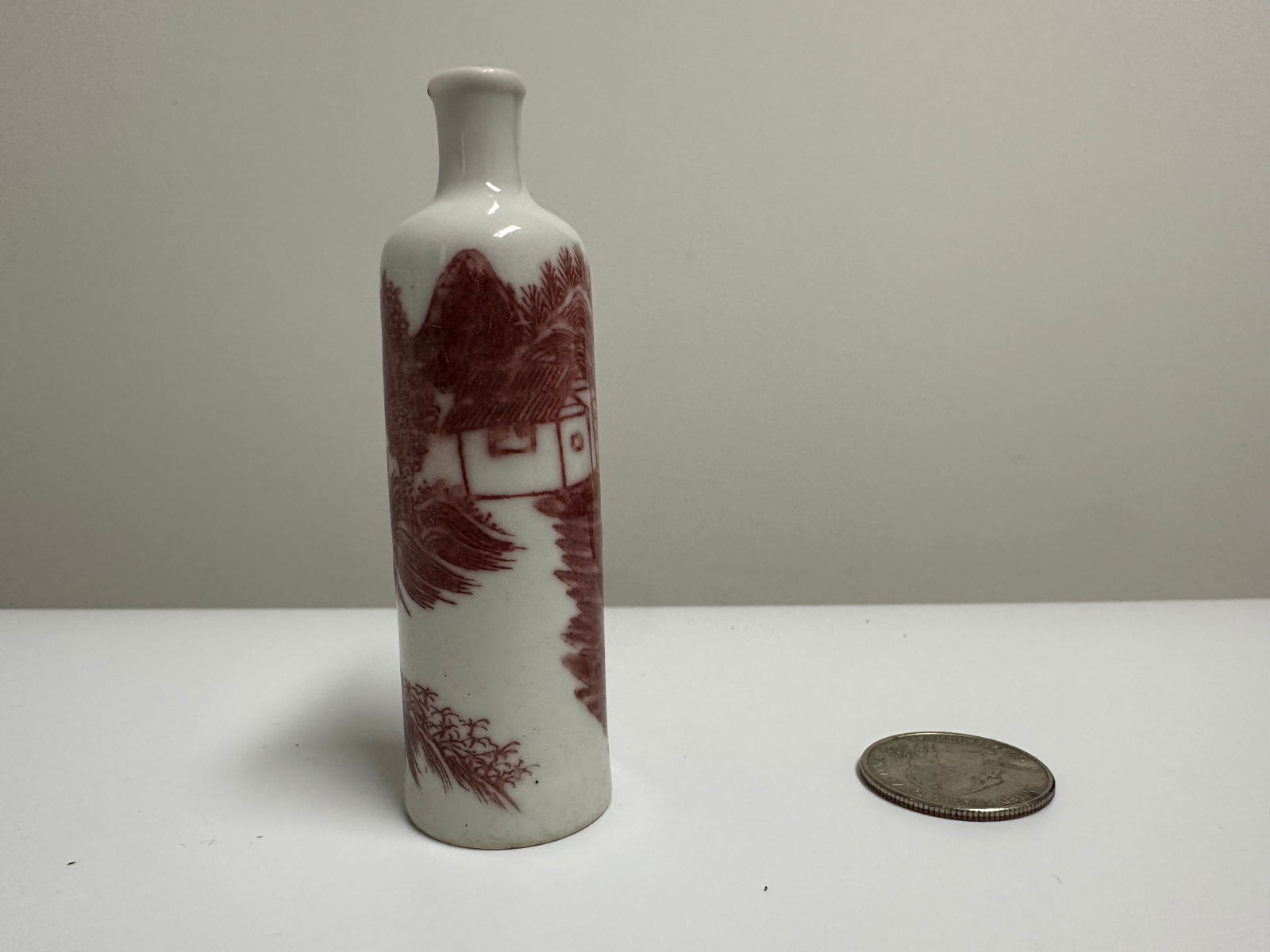 Chinese Under Red Glazed Landscape China Porcelain Snuff Bottle (1 of 8)