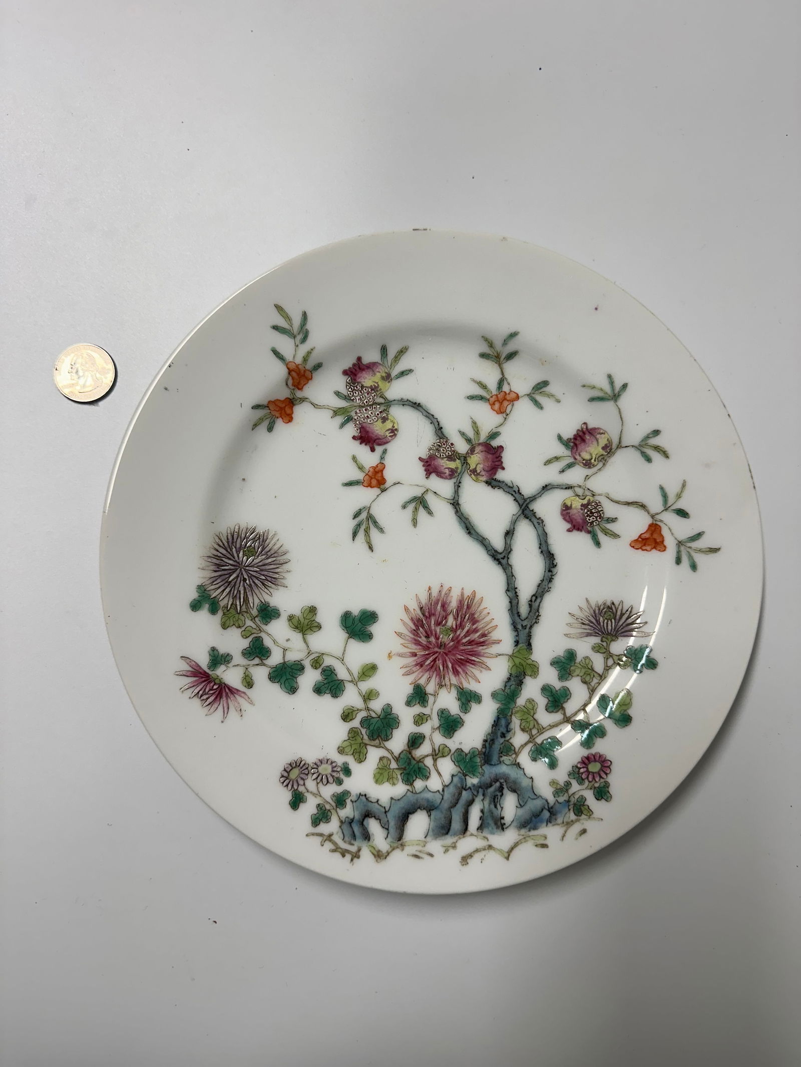 Chinese Enameled Famille Rose Porcelain Plate Four Characters Mark (1 of 5)
