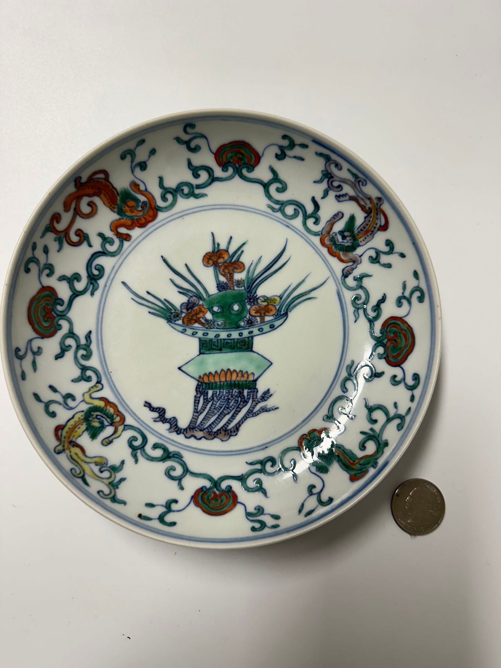 Chinese Blue And White With Famille Rose Plate China Six Characters Mark (1 of 10)