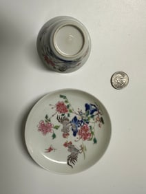 Chinese Famille Rose China Porcelain Saucer & Cup
