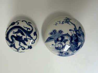Set Of 2 PCS Chinese Blue And White Porcelain Box