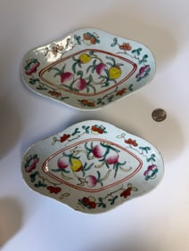Pair Of Chinese Famille Rose Peach Plates