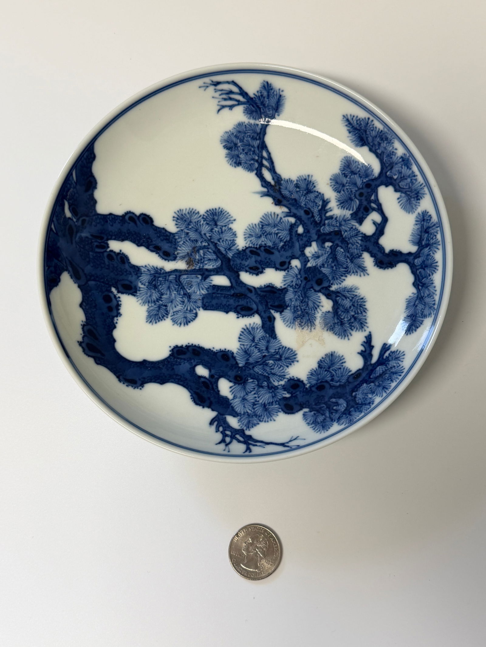 Chinese Blue And White Pine Tree Porcelain Plate (1 of 6)