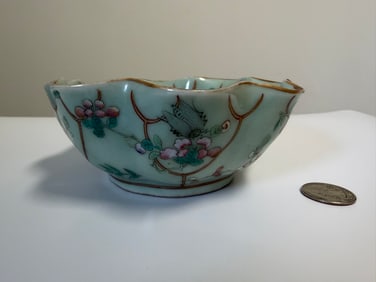 Chinese Green Glazed Famille Rose Porcelain Bowl