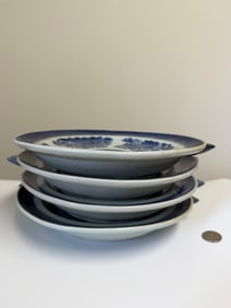 Set Of 4 PCS Chinese Blue And White Badge China Export Porcelain Warm Plates