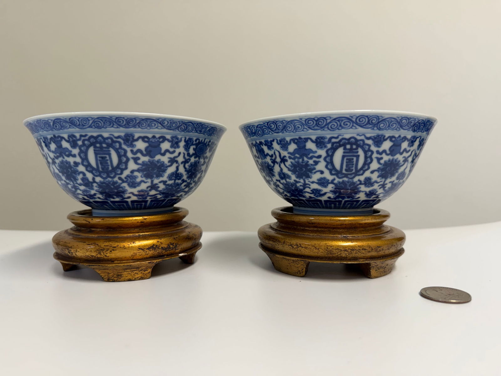 Pair Of Chinese Buddhist Patterns Porcelain Bowls With Stand (1 of 12)