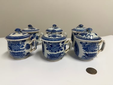 Set Of 6 PCS Chinese Blue And White Porcelain Cups