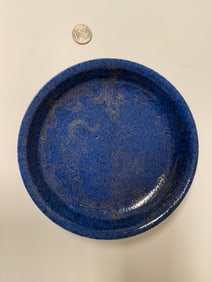 Chinese Blue Glazed Guilded Dragons Plate