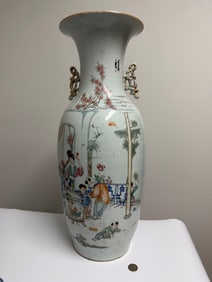 Chinese Famille Rose Scene Porcelain Large Vase