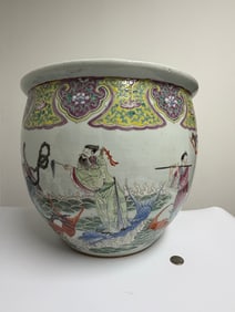 Chinese Enameled Famille Rose Porcelain Large Flowerpot