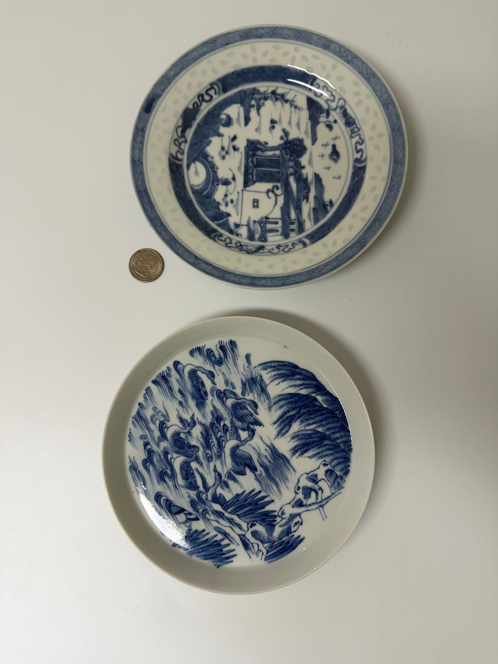 Set Of 2 Chinese Blue And White Porcelain Plates (1 of 6)
