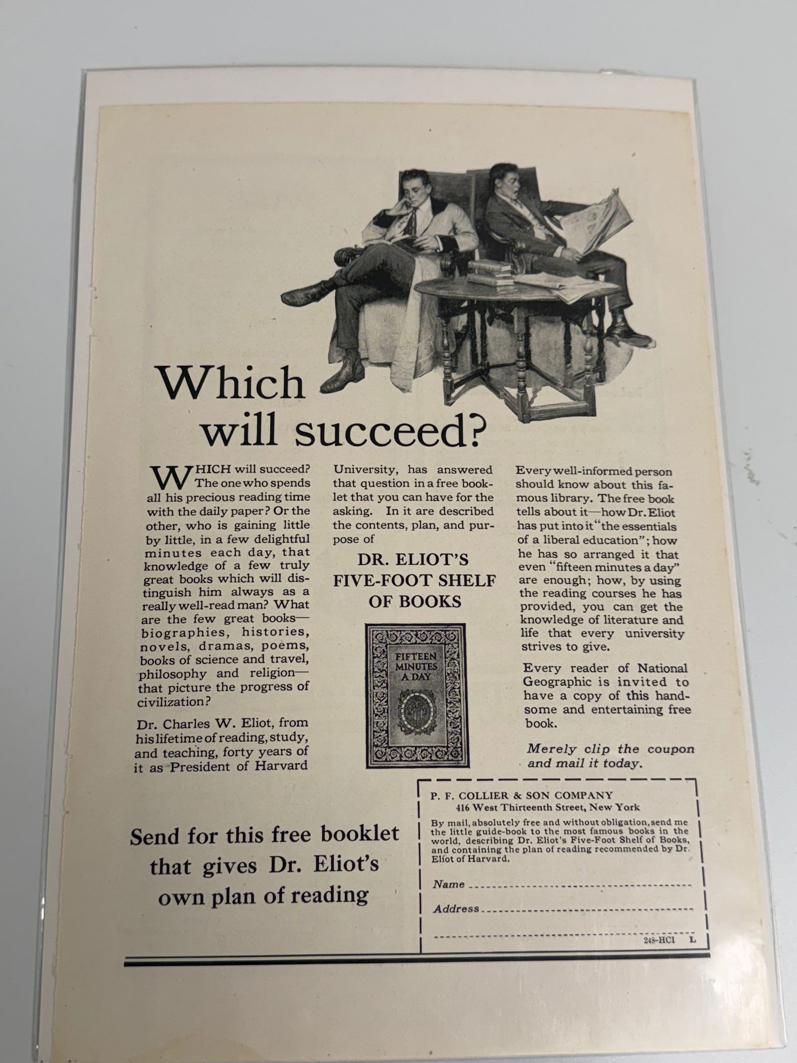 Vintage Collier & Son Ad: Dimension: / , please note Due to manual measurement, dimensions may vary. Condition: Good used condition, please note buyers are obligated to come to the site to inspect the condition and details of