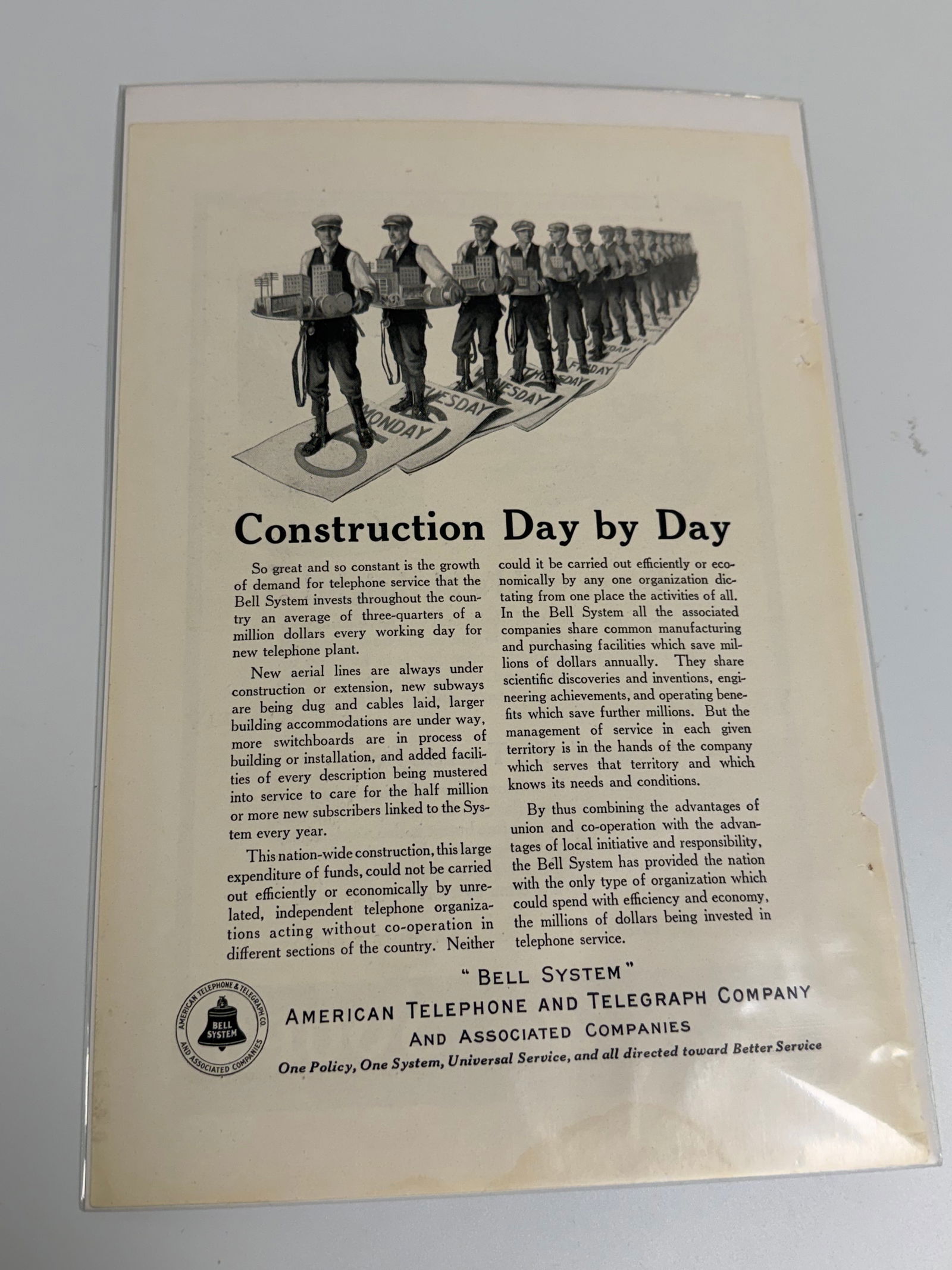 Vintage US bell system Ad: Dimension: / , please note Due to manual measurement, dimensions may vary. Condition: Good used condition, please note buyers are obligated to come to the site to inspect the condition and details of