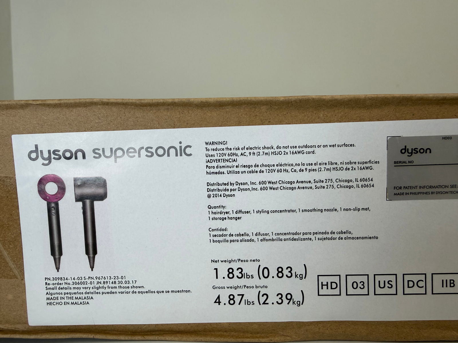 dyson hair dryer: Dimension: / , please note Due to manual measurement, dimensions may vary. Condition: Good used condition, please note buyers are obligated to come to the site to inspect the condition and details of