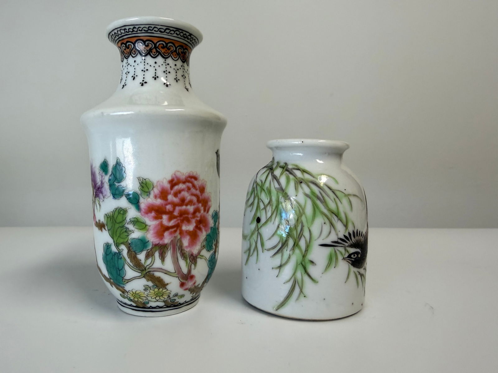 Set of 2 Chinese Famille Rose Porcelain Vases (1 of 10)