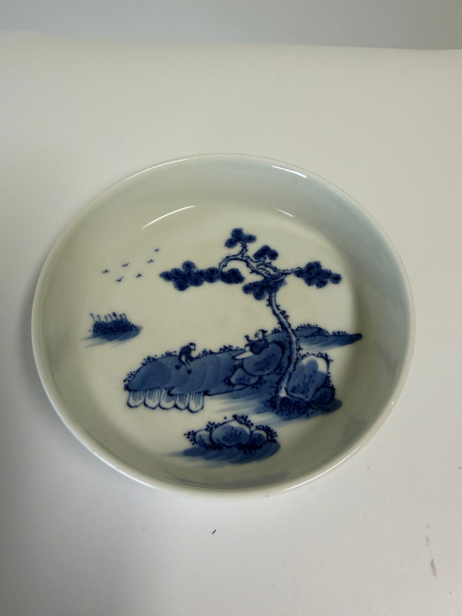 Chinese blue and white landscape porcelain China plate (1 of 3)