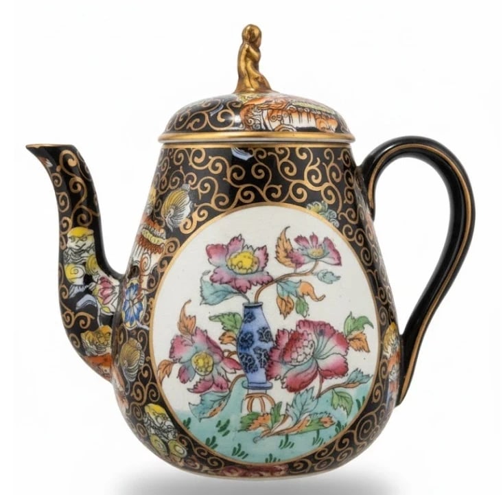 Vintage Sadler Teapot – Black & Gold Swirl | Mid-Century Staffordshire: Dimension: 7 inches, please note Due to manual measurement, dimensions may vary. Condition: Good used condition, please note buyers are obligated to come to the site to inspect the condition and detai