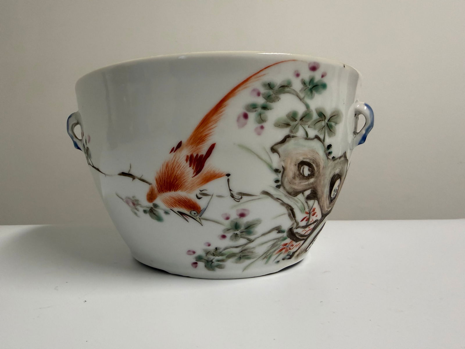 Chinese famille rose scholar porcelain pot: Dimension: width 7.2 inch / 18.3 cm , please note Due to manual measurement, dimensions may vary. Condition: Good used condition, please note buyers are obligated to come to the site to inspect the