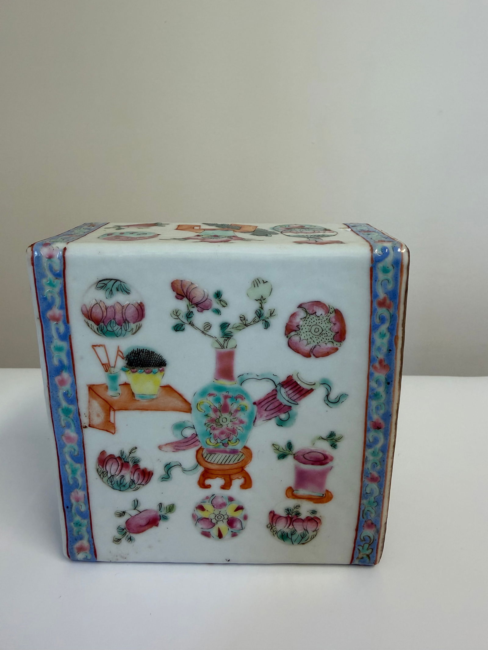 Chinese enameled famille rose porcelain pillow (1 of 6)