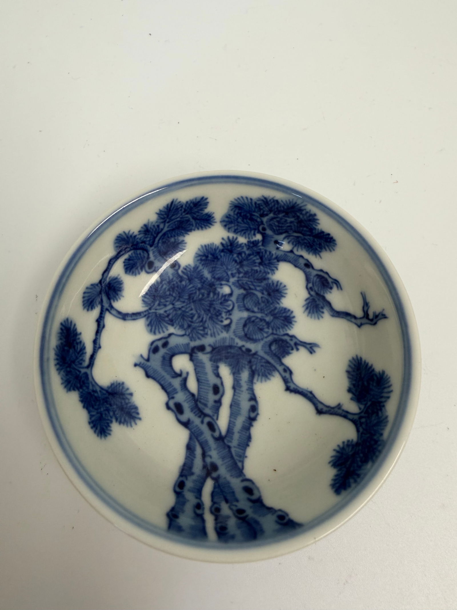 Chinese blue and white China porcelain pine saucer (1 of 5)