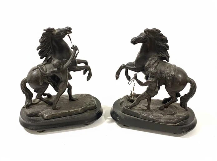 Pair of Antique Style Spelter "Marly Horse" Statues (Coustou) (1 of 3)