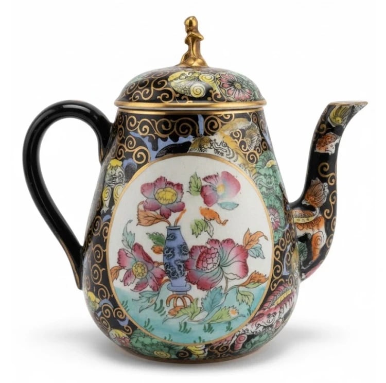 Vintage Sadler Teapot – Black & Gold Swirl: Dimension: 5.7 inches/ 13.5 cm, please note Due to manual measurement, dimensions may vary. Condition: Good used condition, please note buyers are obligated to come to the site to inspect the conditio