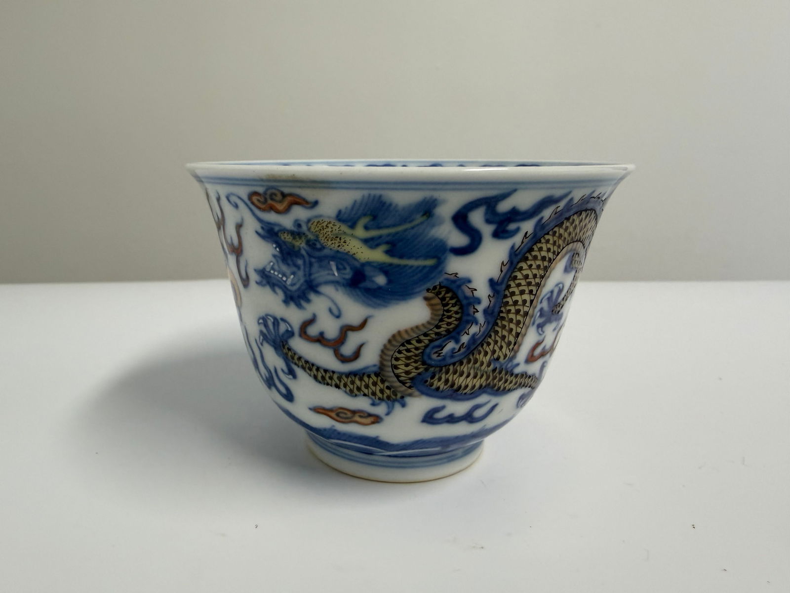 Chinese Blue And White Colorful Dragon Porcelain Bowl China Characters Mark (1 of 6)