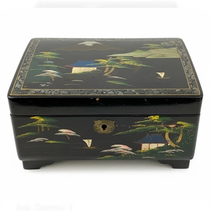 Mid-Century Japanese Black Lacquer Music Box (1 of 2)