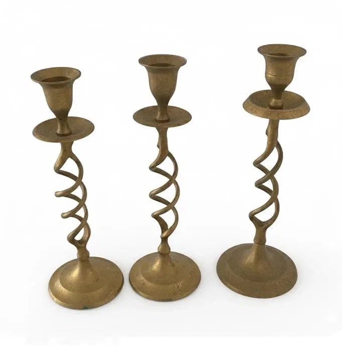 Vintage Brass Barley Twist Candlesticks (1 of 2)