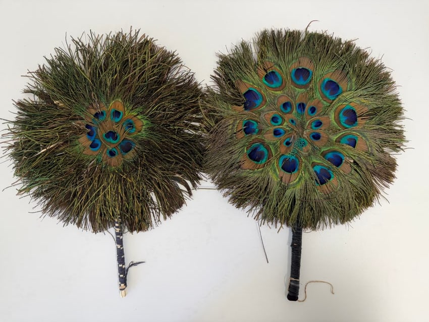 Pair of Chinese Peacock Feather Fans (1 of 3)