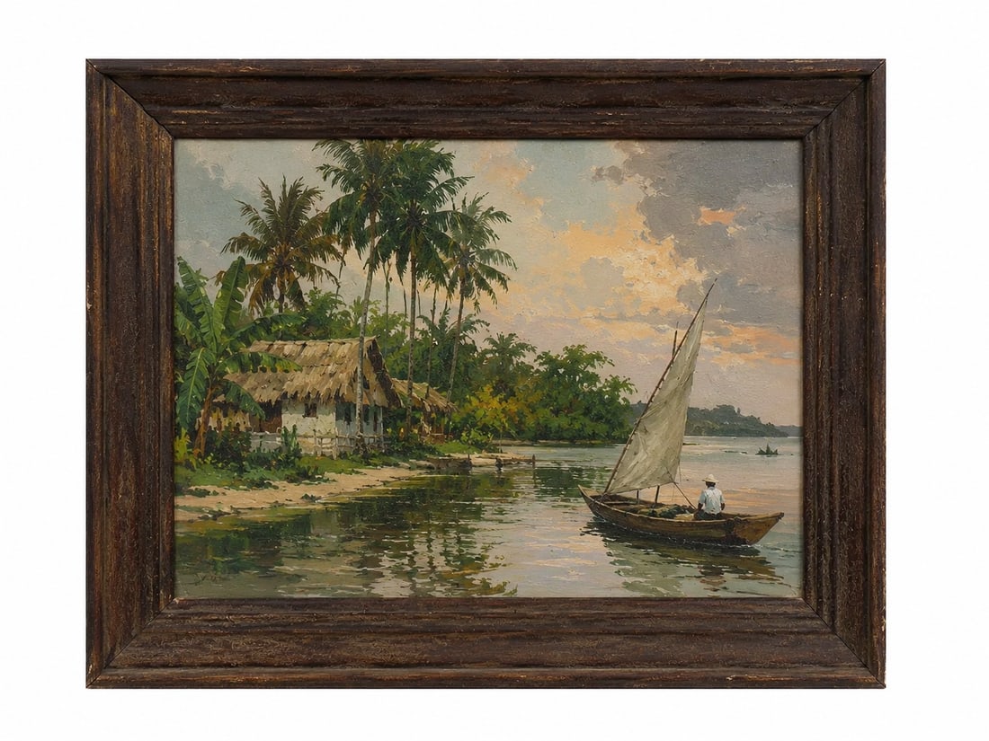 AMERICAN SCENE OIL PAINTING framed: Dimension: 11x14 inch, please note Due to manual measurement, dimensions may vary. Condition: Good used condition, please note buyers are obligated to come to the site to inspect the condition and det