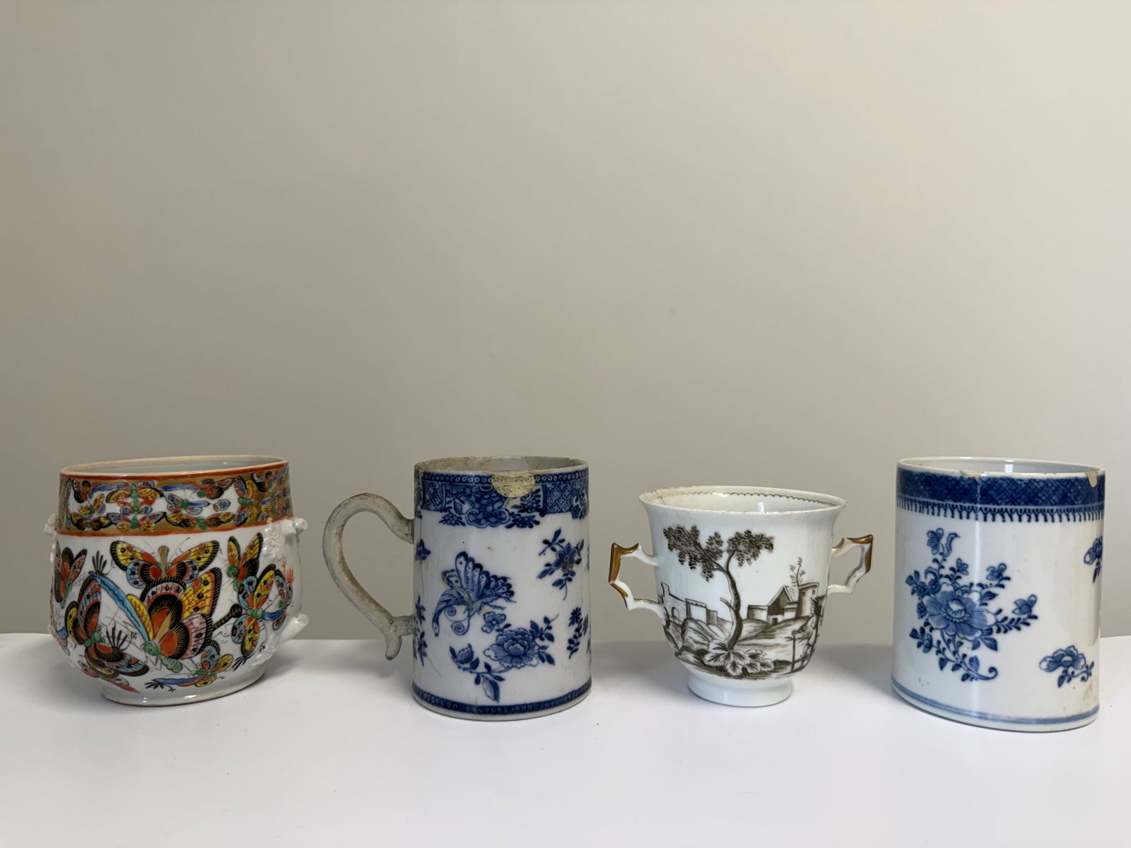 Set of 4 Chinese Enameled famille rose porcelain China Cups: Dimension: 4 inch, please note Due to manual measurement, dimensions may vary. , please note buyers are obligated to come to the site to inspect the condition and details of the item. condition