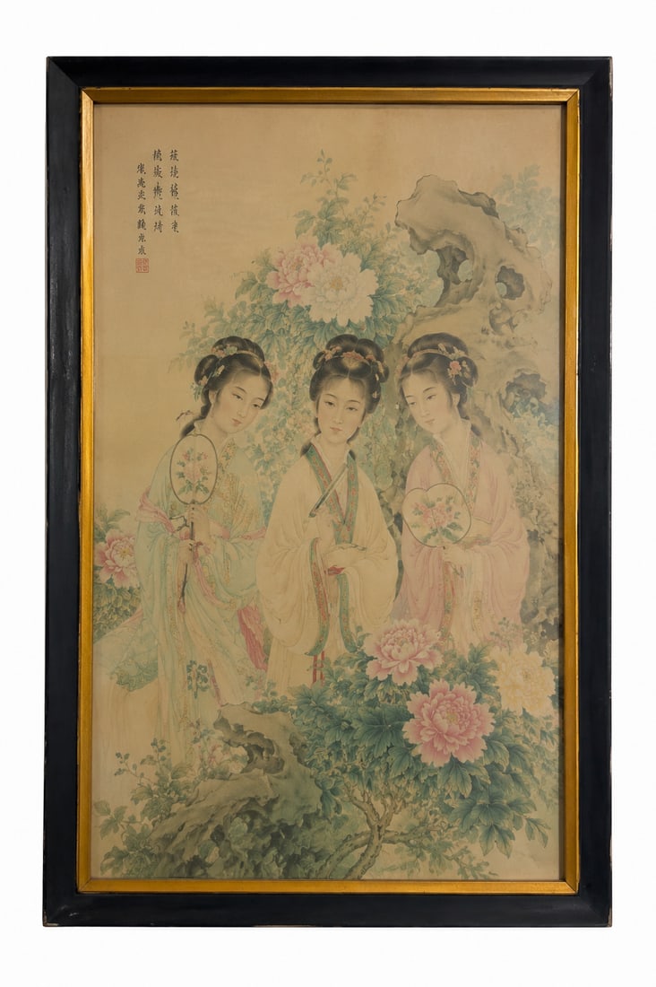 Vintage Print Ladies Painting Framed: Dimension: 17x11 inch, please note Due to manual measurement, dimensions may vary. , please note buyers are obligated to come to the site to inspect the condition and details of the item. condition re