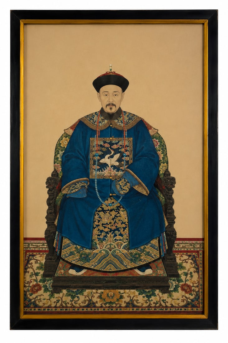 Chinese Self-Portrait of an Ancestor: Dimension: 17x11 inch, please note Due to manual measurement, dimensions may vary. , please note buyers are obligated to come to the site to inspect the condition and details of the item. condition re