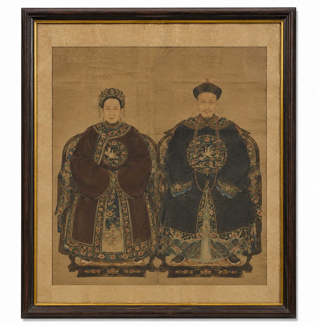Chinese Self-Portrait of an Ancestor 113#: Dimension: 26.5x52.5 inch, please note Due to manual measurement, dimensions may vary. , please note buyers are obligated to come to the site to inspect the condition and details of the item. conditio